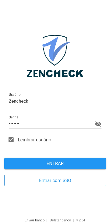Tela de login do Zencheck Inspeção
